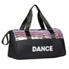 Black dance backpack with sequined front panel and “DANCE” lettering