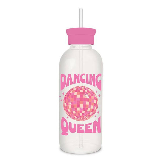 Studio Oh! Dancing Queen Glass Water Bottle with Straw