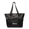 Black dance tote bag with embroidered “Dance” detail on the front