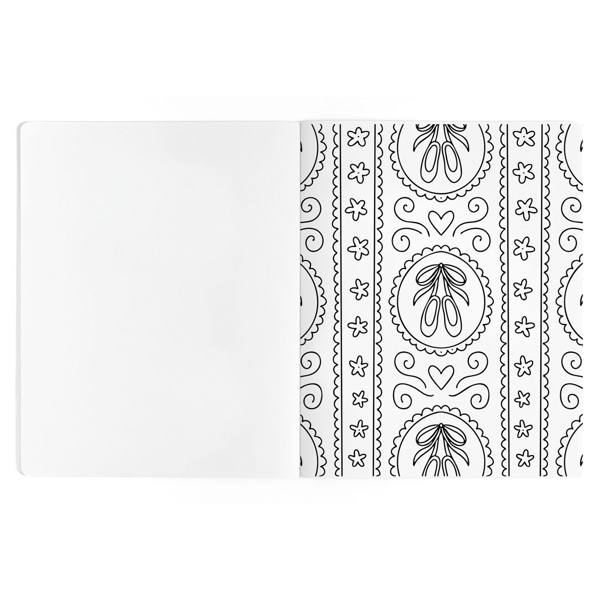 Dance Is Magic coloring book interior page with detailed decorative patterns to color