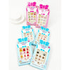 Colorful Love and Repeat kids press-on nail sets in pink and blue packaging