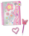 Hot Focus Groovy Flower journal set with stylus pen and spiral hair tie bracelet