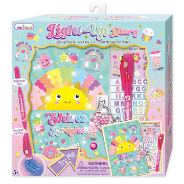 Hot Focus Light-Up Diary set with various accessories on a white background