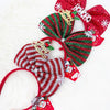 Multiple festive bow headbands shown arranged side by side