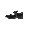 Black patent leather child tap shoe with buckle strap and metal taps