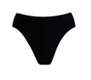 Black seamless high cut adult dance brief, front view.