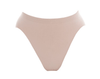 Salmon pink seamless high cut adult dance brief, front view.