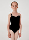 Young dancer wearing black Nikolay Little Alla camisole leotard front view