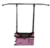 Pink mobile changing station with garment rack extended