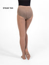 Model wearing stage tan convertible tights from the back