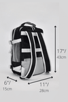 Side and back view of dance backpack showing straps and compartments