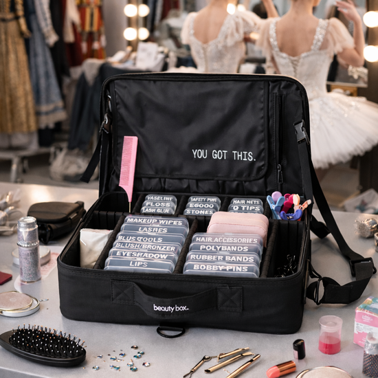 Open Beauty Box photographed in retail environment showing interior organization and compartments.