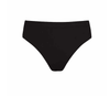 Black seamless high cut children’s dance brief, front view.