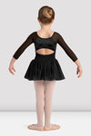 Bloch child velvet 3/4 sleeve tutu leotard in black, full outfit view