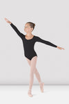Bloch girls black long sleeve leotard, ballet pose