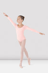 Bloch girls light pink long sleeve leotard, side view