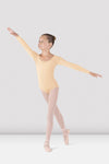 Bloch girls nude long sleeve leotard, ballet pose