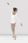 Bloch girls white long sleeve leotard, back view