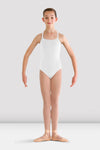 Bloch girls white camisole leotard, full body studio pose