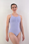 Adult lilac camisole leotard with double front straps, front view