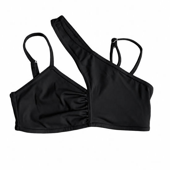 Trendy Trends Stevie black one-shoulder dance crop top with asymmetrical neckline and straps