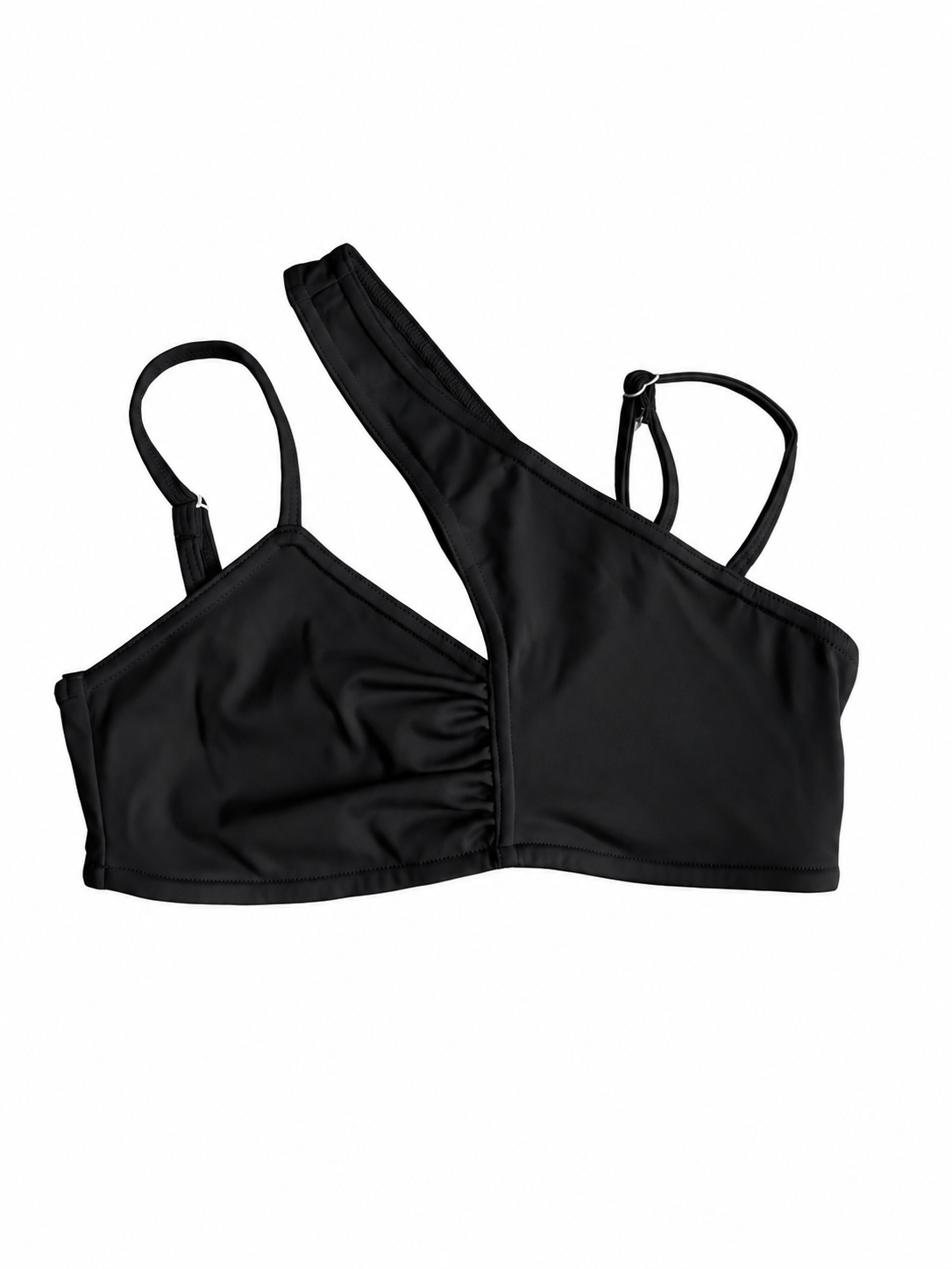 Trendy Trends Stevie black one-shoulder dance crop top with asymmetrical neckline and straps