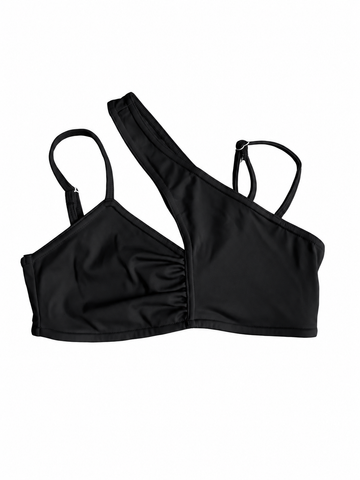 Trendy Trends Stevie black one-shoulder dance crop top with asymmetrical neckline and straps