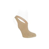 Low-profile performance dance sock in nude worn on foot, front view