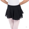 Girl wearing black chiffon mock wrap ballet skirt
