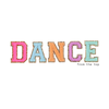 Dance text sticker with colorful block lettering