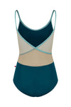 Adult camisole leotard with mesh mock wrap back detail, shown from the back.