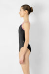 Black camisole leotard full body side view
