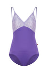 Purple camisole leotard with v neckline front view