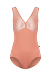 Adult tank leotard with double V-neckline and wide straps front view