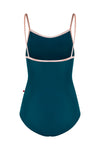Adult camisole leotard with thin straps and scoop back back view