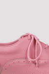 Bloch Jason Samuels Smith ladies tap shoe in pink, close-up of laces and stitching.