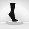 Black knee-high performance dance sock displayed on mannequin foot