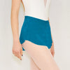Adult ballet dancer wearing a teal pull-on ballet skirt over a leotard