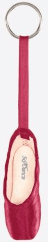 Mini pointe shoe key chain in burgundy