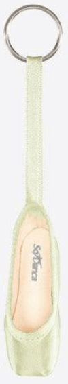 Mini pointe shoe key chain in light green