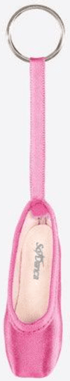 Mini pointe shoe key chain in hot pink