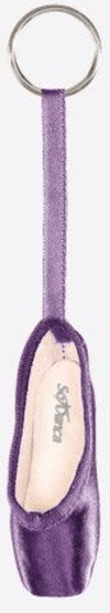 Mini pointe shoe key chain in purple