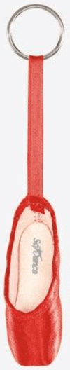 Mini pointe shoe key chain in red