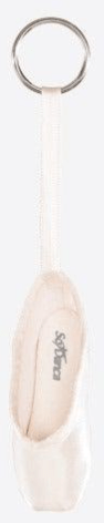 Mini pointe shoe key chain in white