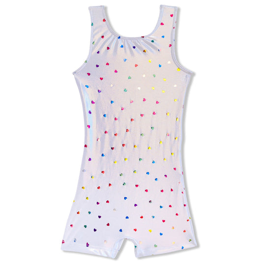 Girl Power Sport Shimmer Hearts Biketard
