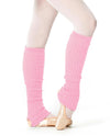 Light pink knit leg warmers worn scrunched at the ankle.