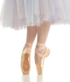 Back view of dancer en pointe wearing Gaynor Minden Europa Sculpted Fit ExtraFlex pointe shoes under a tutu.