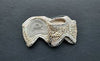 Silver sparkle neoprene half sole dance shoes with suede sole patches, top view.