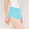 Adult ballet dancer wearing a turquoise pull-on ballet skirt over a leotard