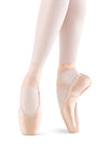 Dancer wearing Bloch Eurostretch pointe shoes en pointe, front view